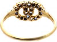 Edwardian 18ct Gold, Entwined Hearts Ring set with Sapphires & Diamonds