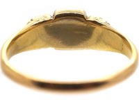 Victorian 18ct Gold Ring set with a Turquoise & Two Natural Split Pearls