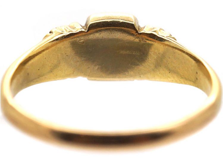Victorian 18ct Gold Ring set with a Turquoise & Two Natural Split Pearls