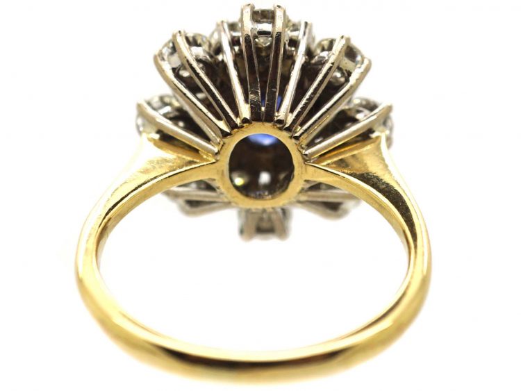 Modernist 18ct Gold Cluster Ring set with a Sapphire & Diamonds