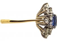 Modernist 18ct Gold Cluster Ring set with a Sapphire & Diamonds