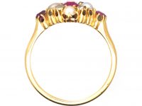 Edwardian 18ct Ruby, Diamond & Natural Split Pearl Ring