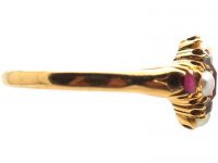 Edwardian 18ct Ruby, Diamond & Natural Split Pearl Ring