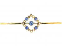 Edwardian 15ct Gold, Sapphire & Natural Split Pearl Brooch