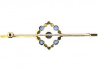 Edwardian 15ct Gold, Sapphire & Natural Split Pearl Brooch