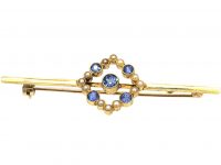 Edwardian 15ct Gold, Sapphire & Natural Split Pearl Brooch