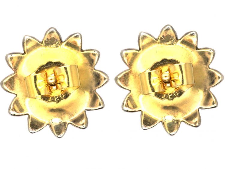 Edwardian Rose Diamond & Natural Bouton Pearl Flower Earrings