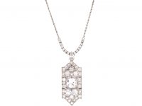 Art Deco Platinum & Diamond Pendant on Platinum Chain