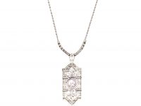 Art Deco Platinum & Diamond Pendant on Platinum Chain