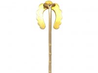 Edwardian 15ct Gold Horseshoe Tie Pin set with Natural Split Pearls