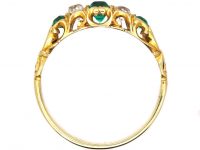 Early Victorian 18ct Gold, Emerald & Diamond Five Stone Ring