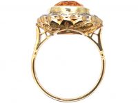 Mid 20th Century 18ct Yellow & White Gold Large Oval Cluster Ring set with a Topaz & Diamonds