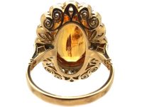 Mid 20th Century 18ct Yellow & White Gold Large Oval Cluster Ring set with a Topaz & Diamonds