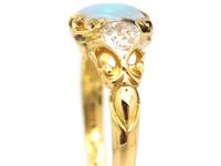 Victorian 18ct Gold, Opal & Diamond Three Stone Ring