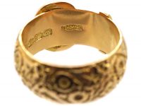 Edwardian 18ct Gold Buckle Ring with Rose & Ivy Detail