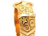 Edwardian 18ct Gold Buckle Ring with Rose & Ivy Detail