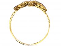 Victorian 15ct Gold Ring set with a Garnet, Two Heart Shaped Garnets & Diamonds