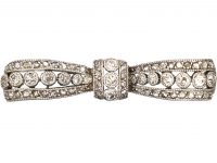 Edwardian Platinum Bow Brooch set with Diamonds