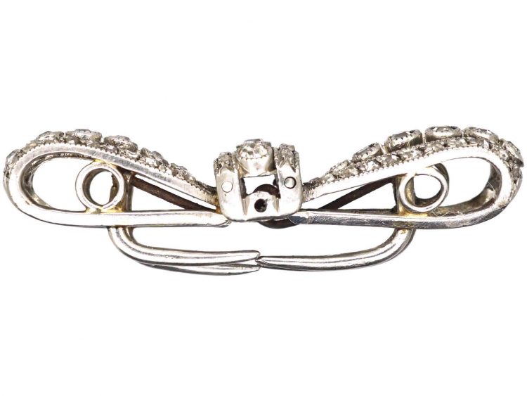Edwardian Platinum Bow Brooch set with Diamonds