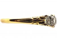 Victorian 18ct Gold Five Stone Diamond Carved Half Hoop Ring