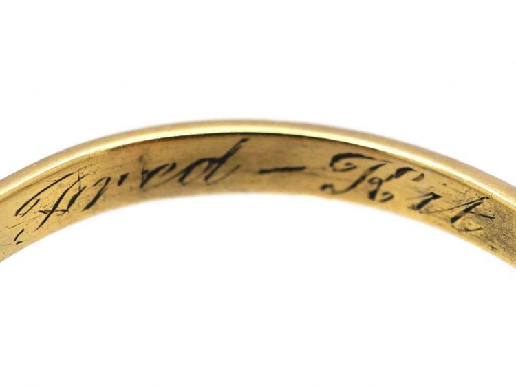 Victorian 18ct Gold Five Stone Diamond Carved Half Hoop Ring