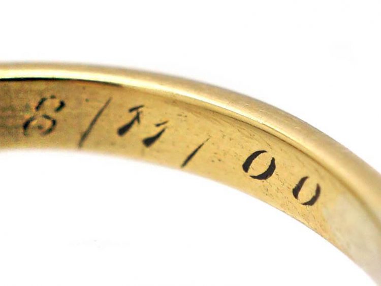 Victorian 18ct Gold Five Stone Diamond Carved Half Hoop Ring