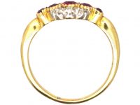 Edwardian 18ct Gold & Platinum Cluster Ring set with Five Rubies & Diamonds