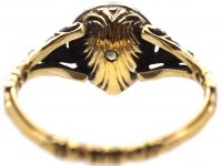 Georgian 18ct Gold & Silver Heart Shaped Ring set with a Garnet & Rose Diamonds