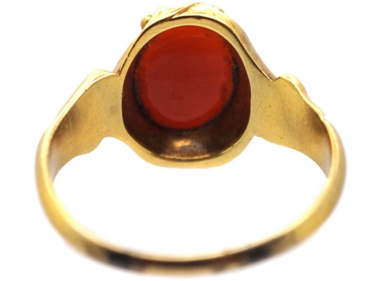 Victorian 18ct Gold & Banded Carnelian Signet Ring