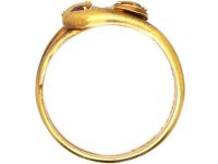 Victorian 18ct Gold Double Snake Ring set with a Ruby & a Diamond