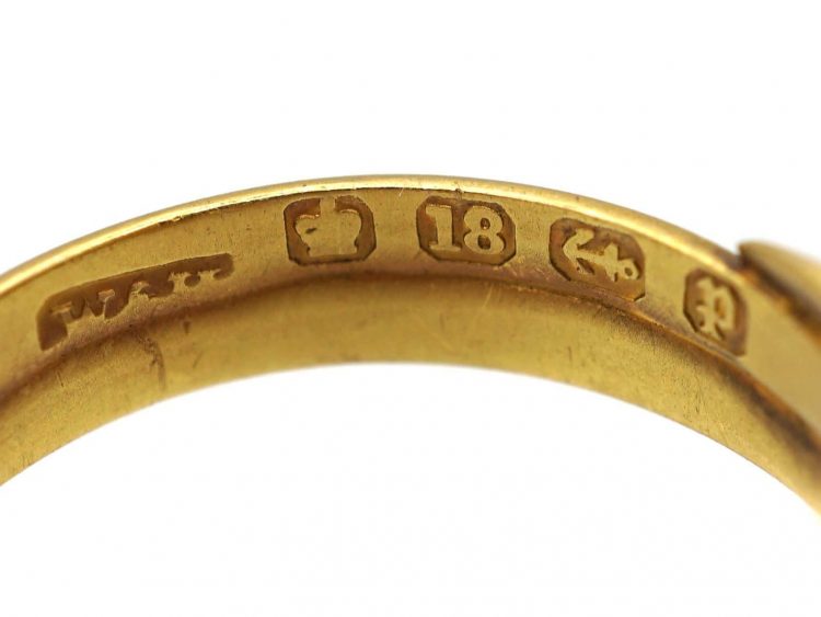 Victorian 18ct Gold Double Snake Ring set with a Ruby & a Diamond