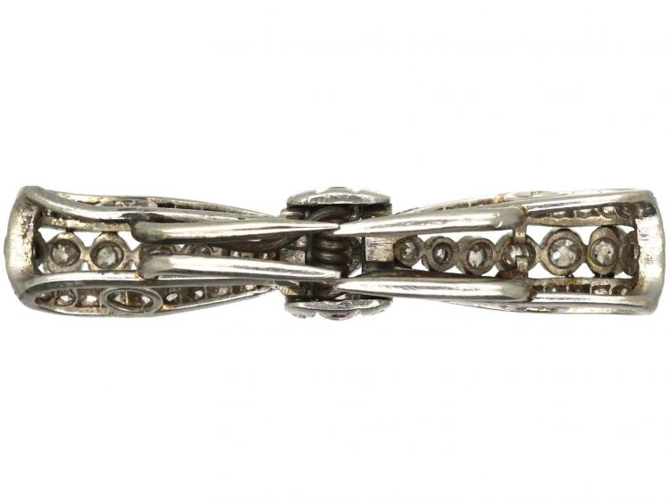Edwardian Platinum Bow Brooch set with Diamonds