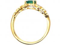 18ct Gold Modernist Ring set with an Emerald & Diamonds