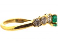 18ct Gold Modernist Ring set with an Emerald & Diamonds