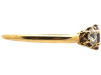 Edwardian 18ct Gold, Pink Sapphire & Diamond Three Stone Ring