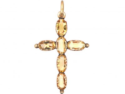 Georgian 15ct Gold Cross set with Topaz