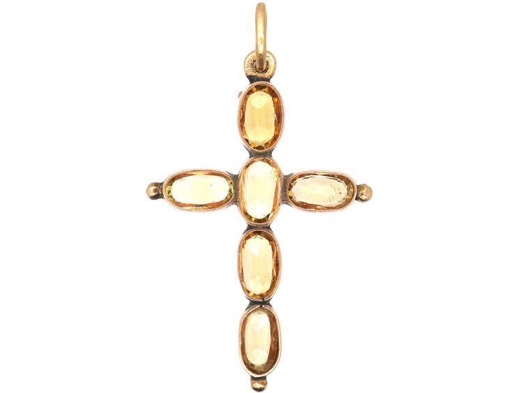 Georgian 15ct Gold Cross set with Topaz