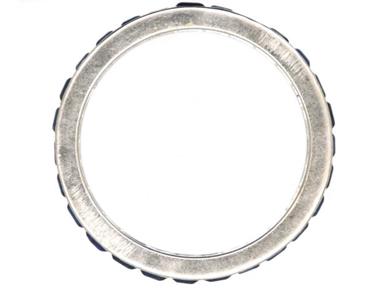 Art Deco 18ct White Gold & Calibre Cut Sapphire Eternity Ring