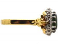 Edwardian 18ct Gold Cluster Ring set with Green Tourmaline & Diamonds