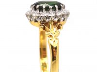 Edwardian 18ct Gold Cluster Ring set with Green Tourmaline & Diamonds