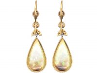 Edwardian 15ct Gold & Platinum, Opal & Diamond Drop Earrings