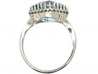 Art Deco 18ct White Gold Ring set with an Aquamarine