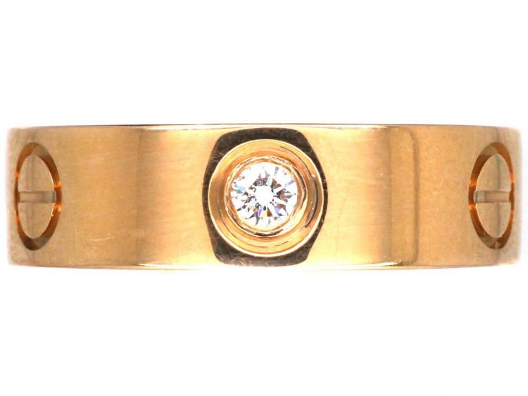 18ct Gold Love Ring by Cartier set with a Diamond