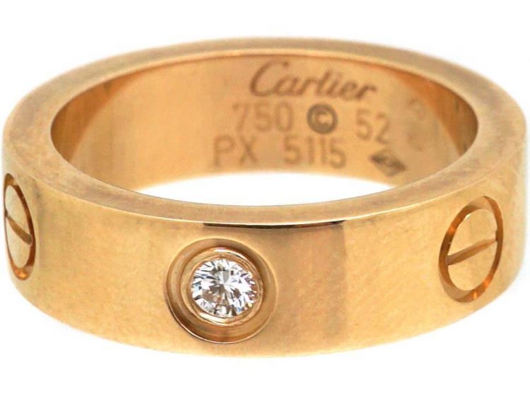 18ct Gold Love Ring by Cartier set with a Diamond
