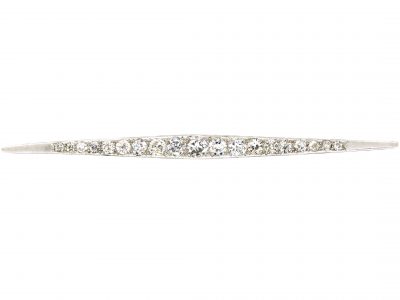 Art Deco 18ct Gold & Platinum Diamond Line Brooch
