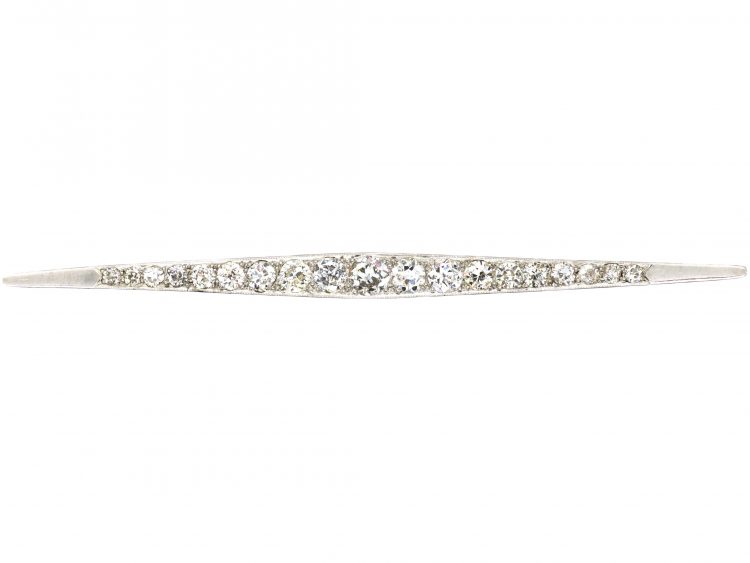 Art Deco 18ct Gold & Platinum Diamond Line Brooch