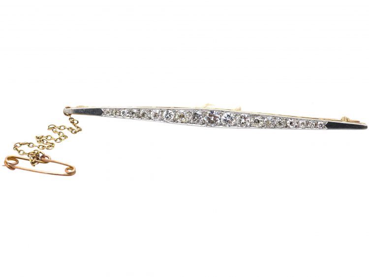 Art Deco 18ct Gold & Platinum Diamond Line Brooch