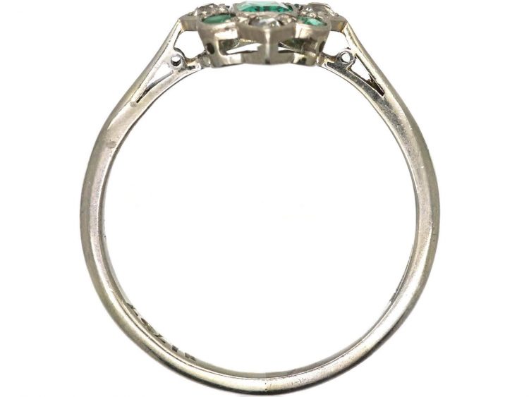 Art Deco 18ct Gold & Platinum, Emerald & Diamond Ring