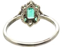 Art Deco 18ct Gold & Platinum, Emerald & Diamond Ring