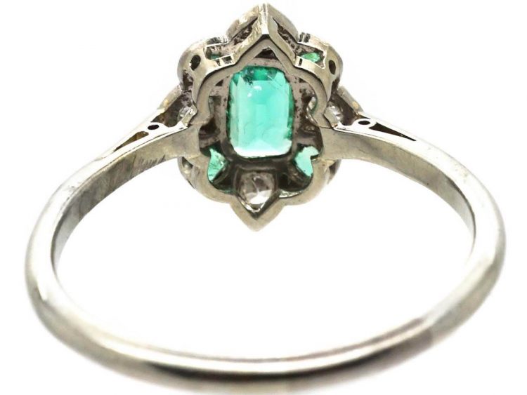 Art Deco 18ct Gold & Platinum, Emerald & Diamond Ring